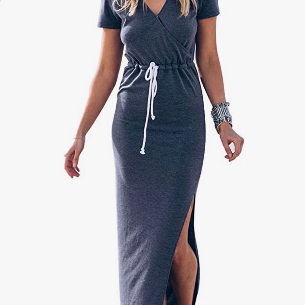 Twippo - Blue Knit Maxi Dress